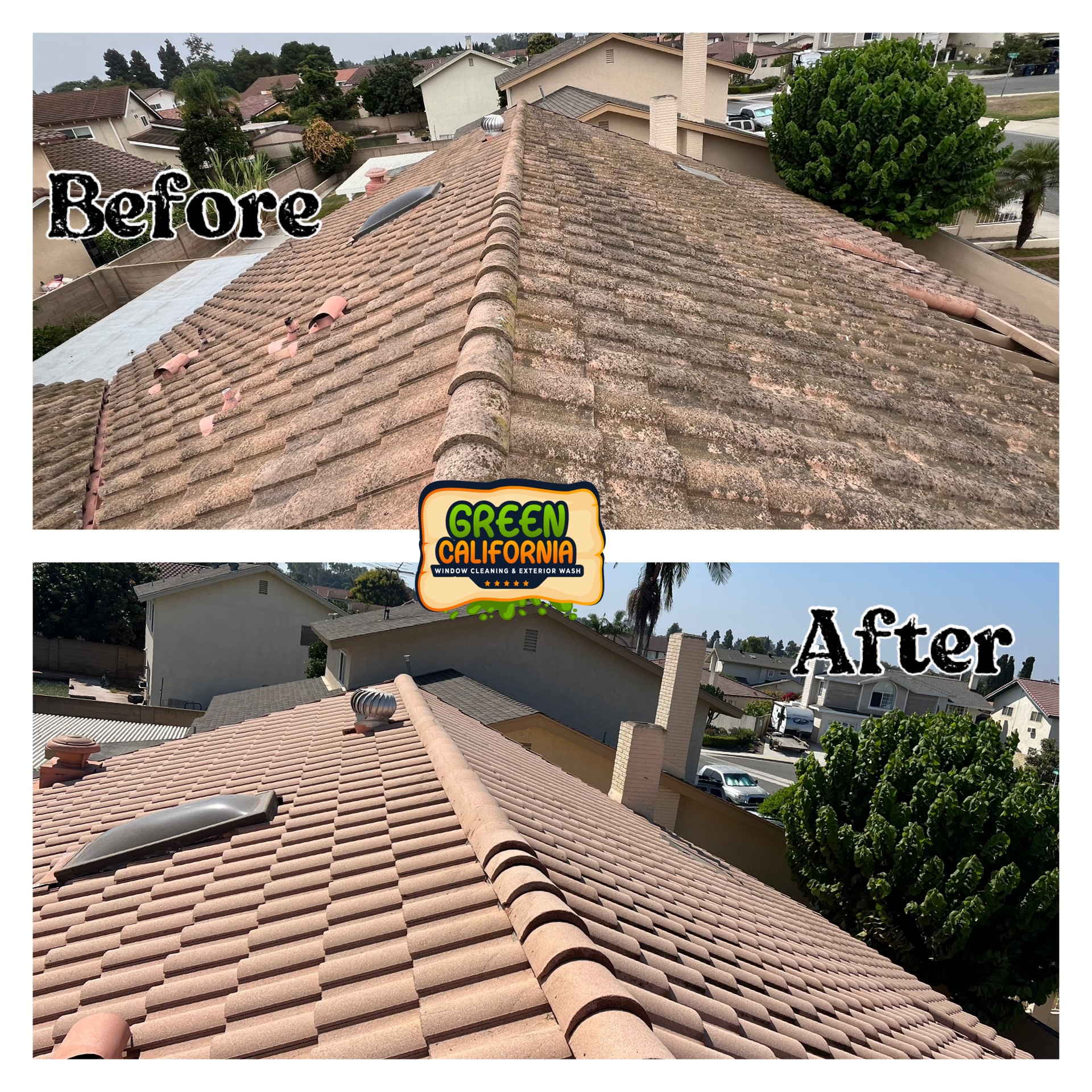 Roof washing before and after photos prove